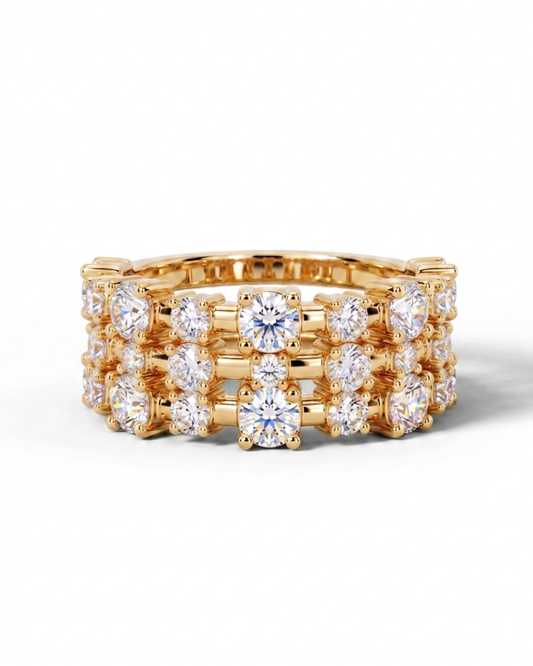 14k Gold Semi-Eternity Wedding Band with Lab-Grown Diamonds Total 1.00 Ct