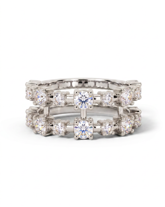 14k Gold Semi-Eternity Wedding Band with Lab-Grown Diamonds Total 1.00 Ct