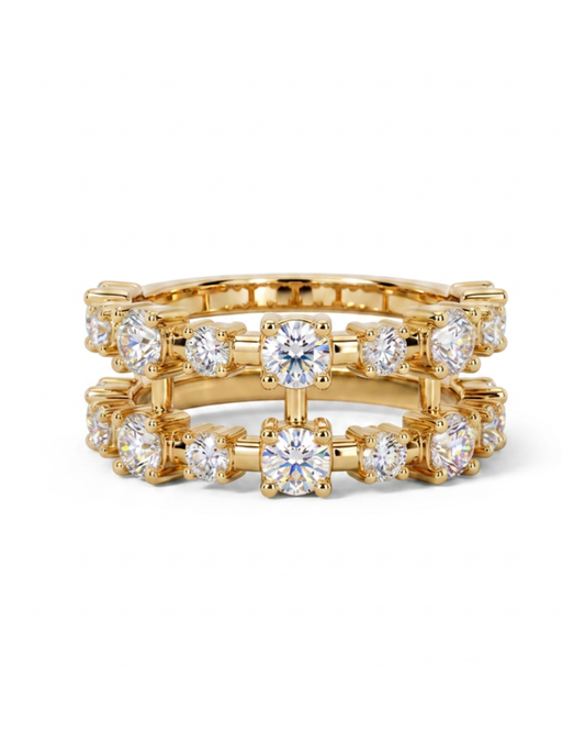 14k Gold Semi-Eternity Wedding Band with Lab-Grown Diamonds Total 1.00 Ct