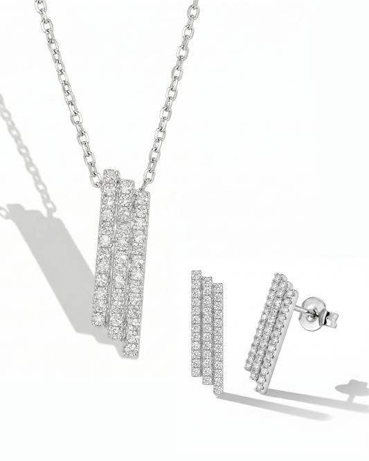 Ensemble de joaillerie en or blanc 14K avec diamants de laboratoire – 6,48 ct VS EF