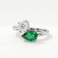 14k Gold Ring with 2 Carat Emerald Diamond – Triple Row Pave &amp; Brilliant Under Halo