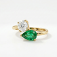 14k Gold Ring with 2 Carat Emerald Diamond – Triple Row Pave &amp; Brilliant Under Halo