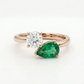 14k Gold Ring with 2 Carat Emerald Diamond – Triple Row Pave &amp; Brilliant Under Halo