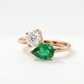 14k Gold Ring with 2 Carat Emerald Diamond – Triple Row Pave &amp; Brilliant Under Halo