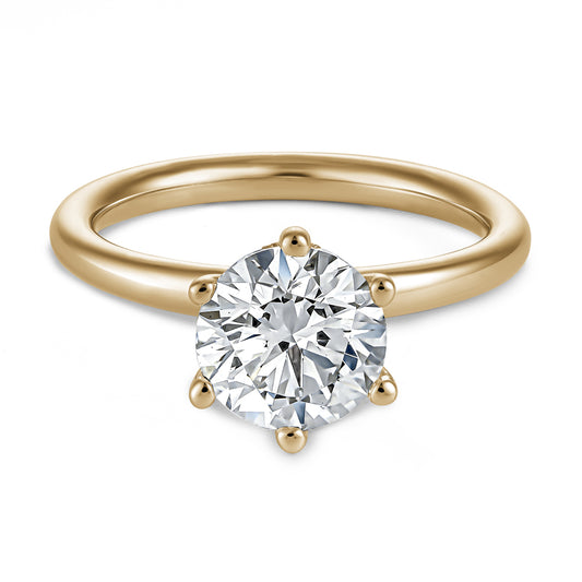 18k gold ring with 1.55 Carat central diamond, 6 prongs and hidden halo of small diamonds