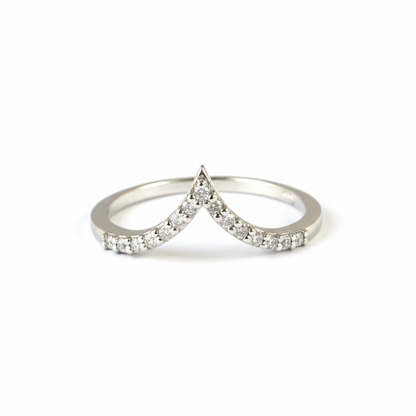 Pavé Diamond Wishbone Ring, bague chevron, bague pointue