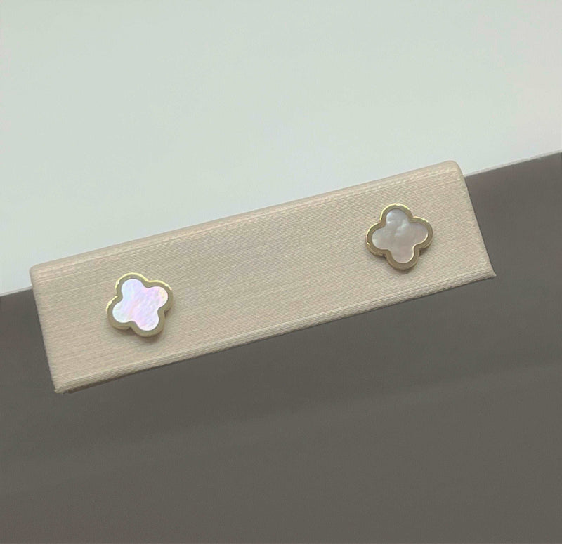 Boucles d'oreilles trèfles à quatre feuilles en or 10K