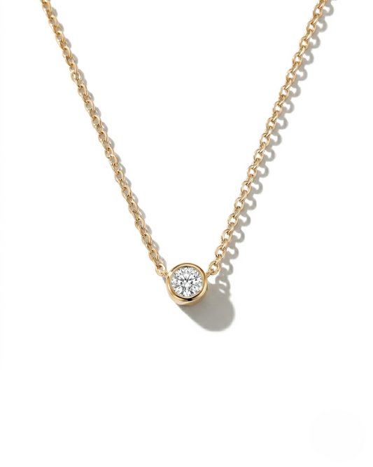 Collier en or jaune ou blanc 14k avec diamant de 0.05ct