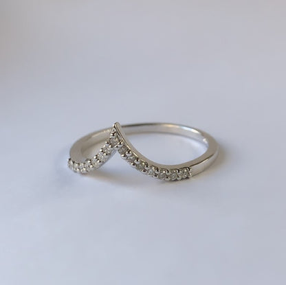  Bague emboîtable, bague pointue, bague avec pointe, alliance pour bague marquise, Pavé Diamond Wishbone Ring