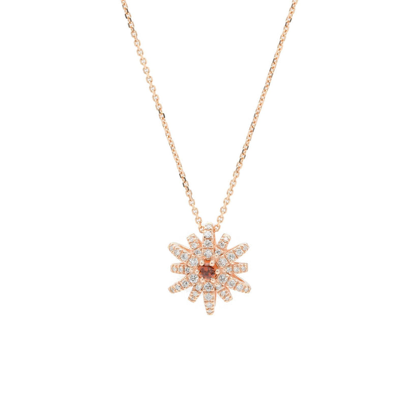 PINK DIVA  | Collier en or rose, diamants et grenat naturel