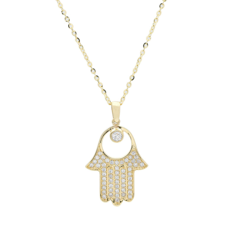 Collier Khomssa  | main de Fatima en or 10 carats | Pierre ronde