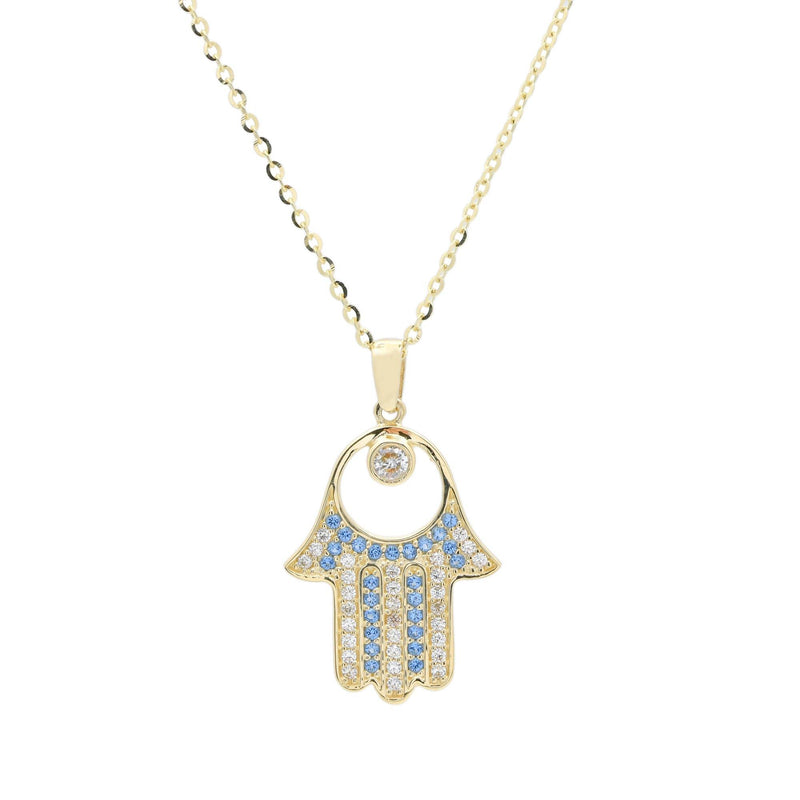 Collier Khomssa  | main de Fatima en or 10 carats | Pierre ronde