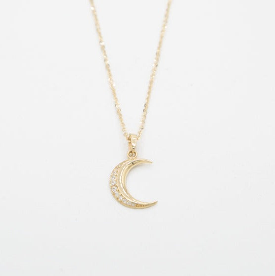 LUNA | Collier avec pendentif en forme de croissant de lune en or 10k