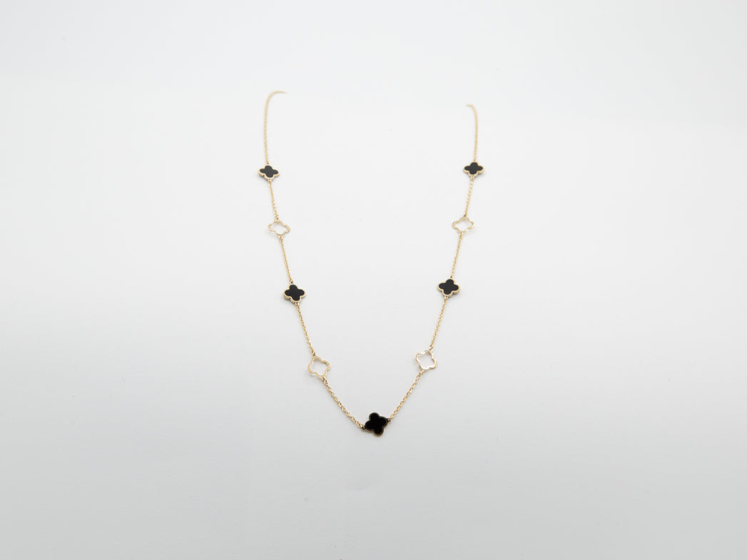 Collier trèfle à quatre feuilles en or 10K