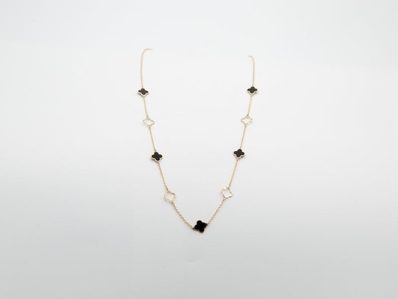 Collier trèfle à quatre feuilles en or 10K