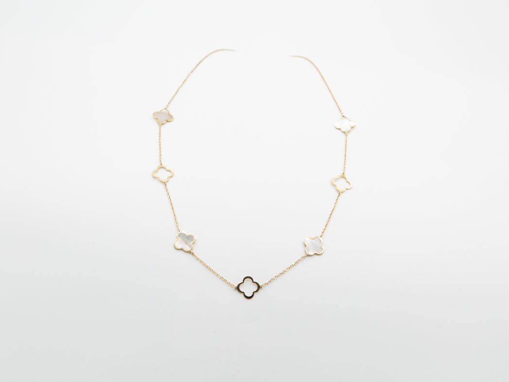 Collier trèfle à quatre feuilles en or 10K