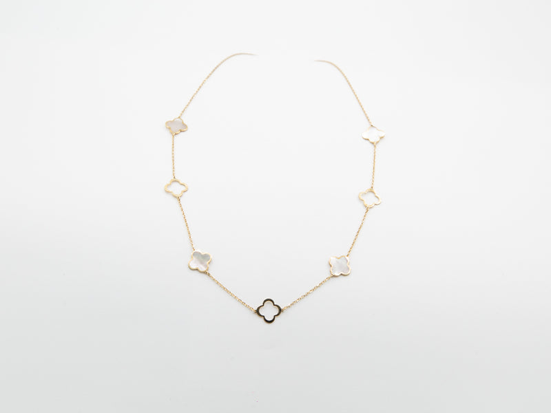 Collier trèfle à quatre feuilles en or 10K