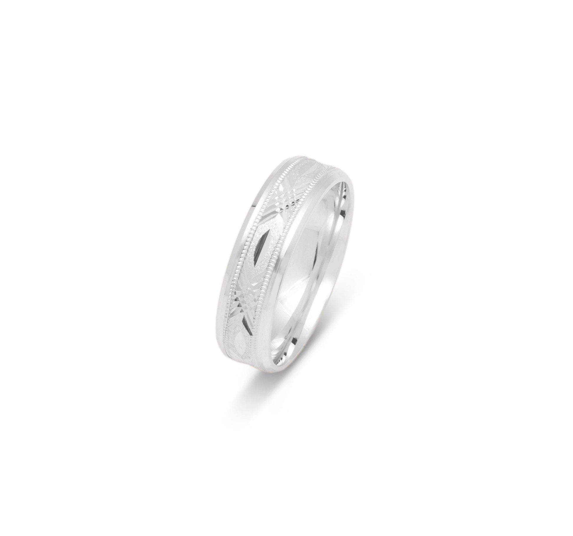 VK-3005 | Anneau de mariage pour hommes et femmes | Triple lignes croisées & mille grains - Bijouterie Viko