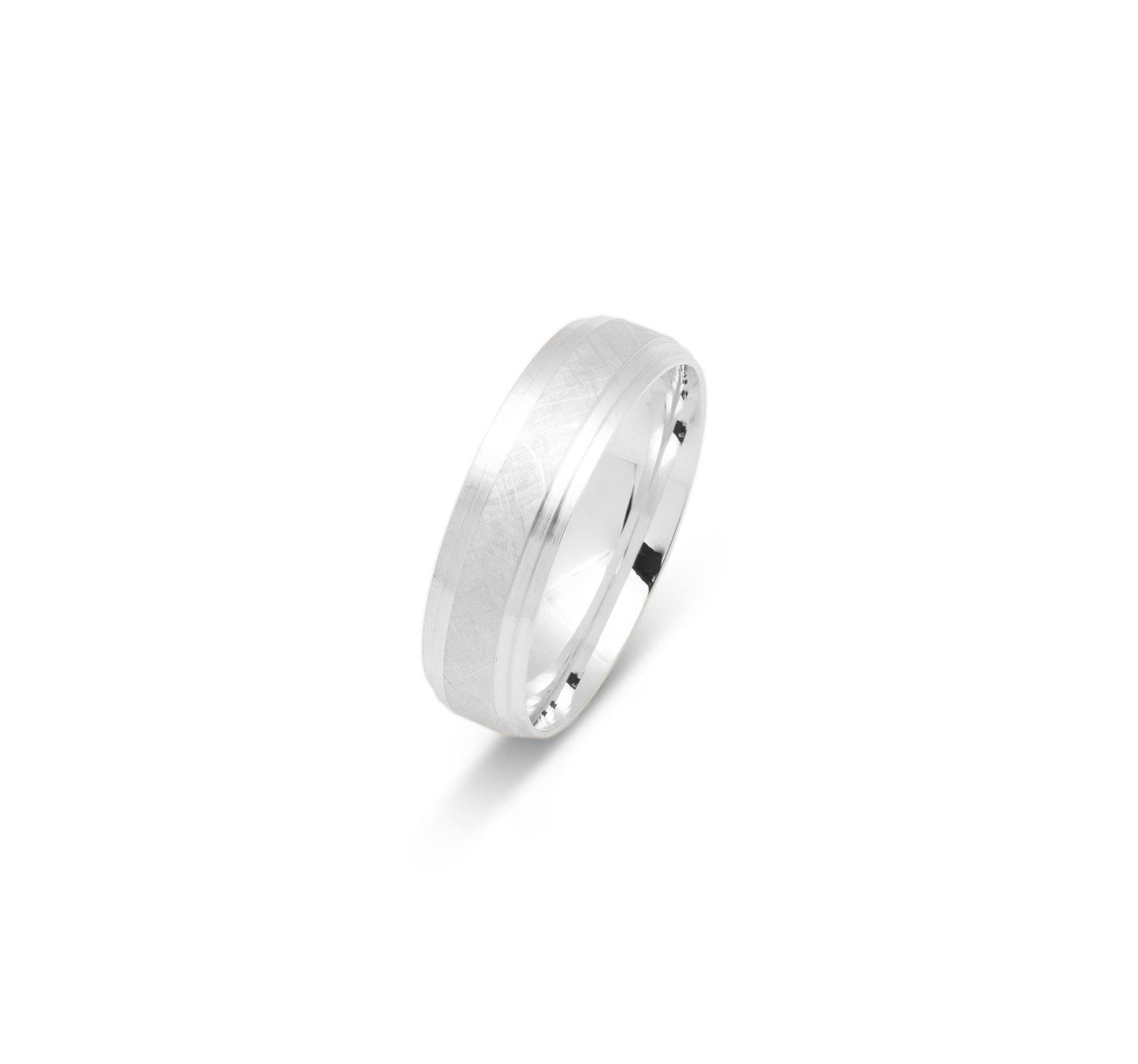 VK-3019 | Anneau de mariage pour hommes et femmes | Texture glacée & côtés double étage - Bijouterie Viko