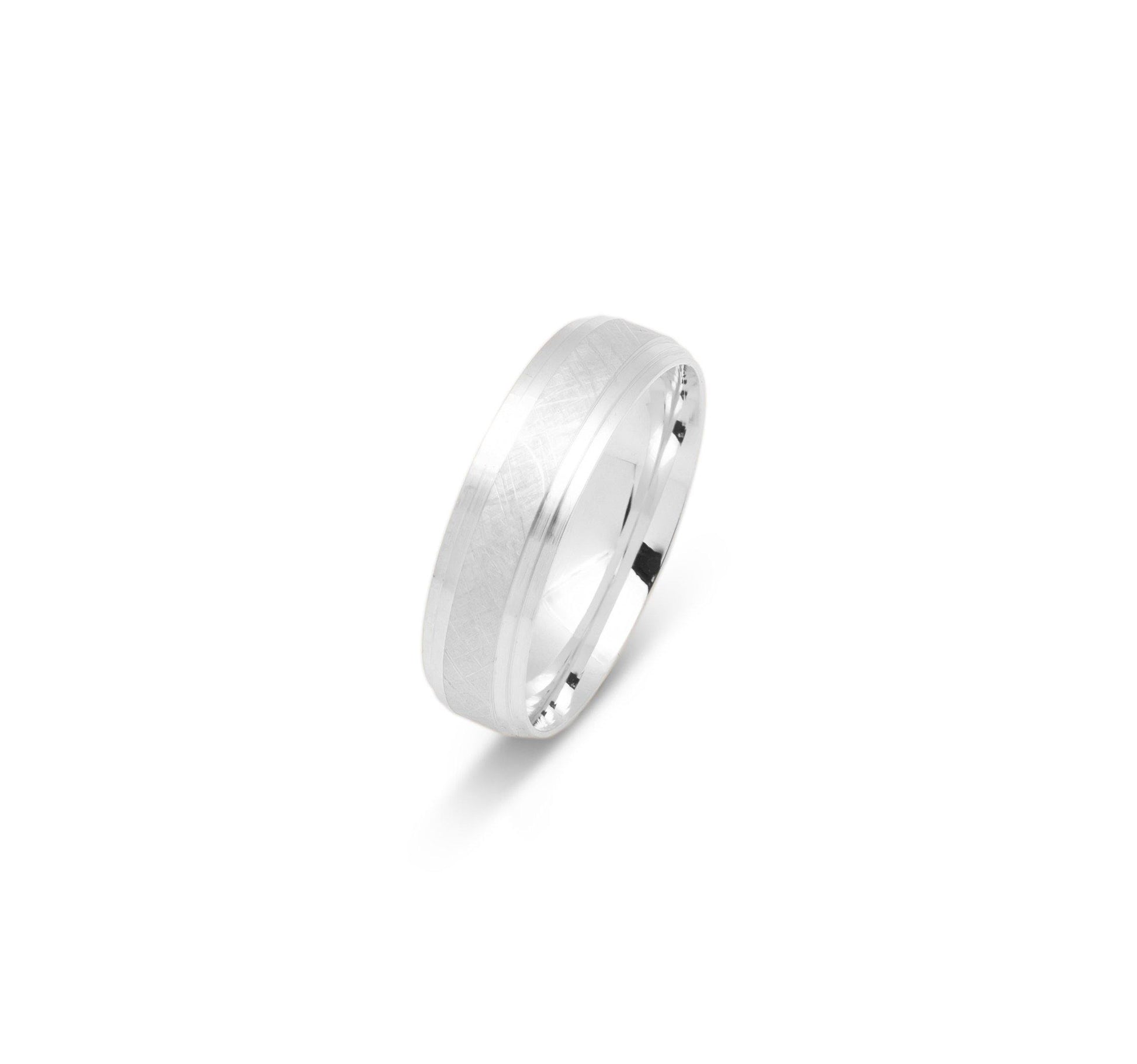 VK-3019 | Anneau de mariage pour hommes et femmes | Texture glacée & côtés double étage - Bijouterie Viko