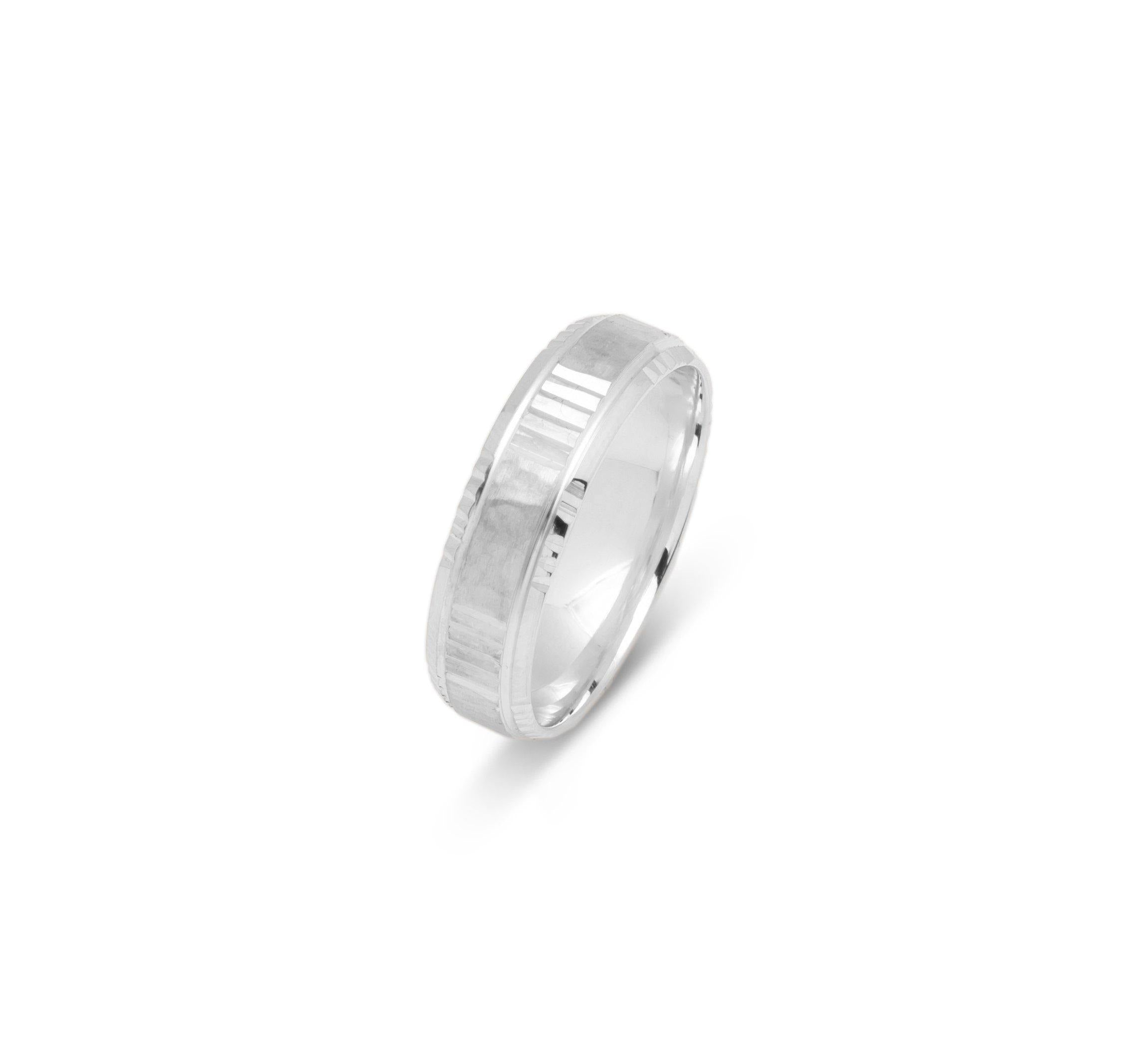VK-3024 | Anneau de mariage pour hommes et femmes | Multilignes & centre martelé