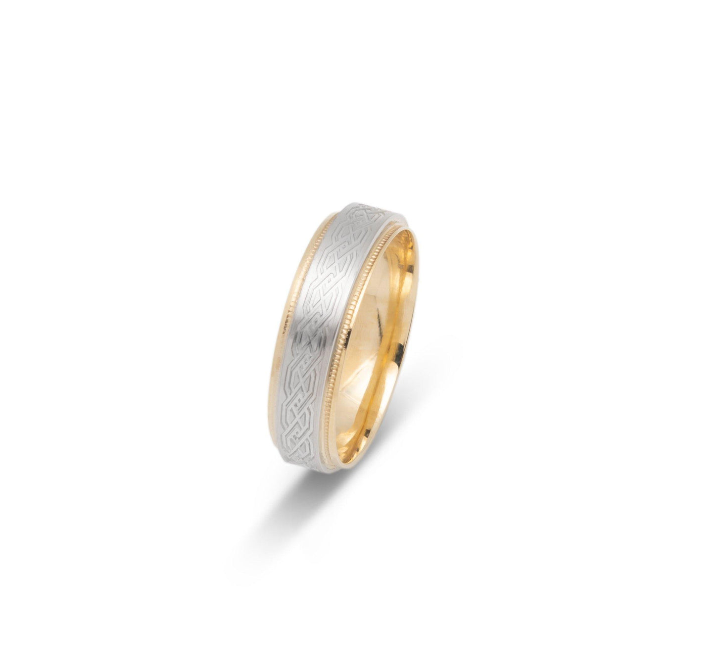 VK-3093 | Anneau de mariage deux tons | Motifs romantiques - Bijouterie Viko