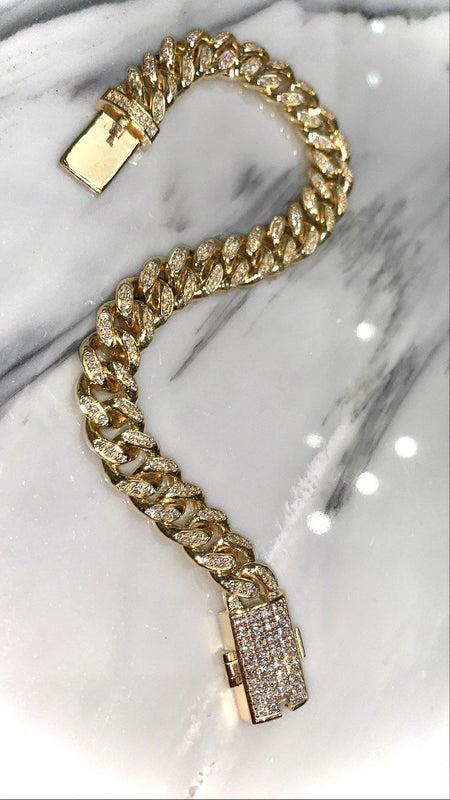 Bracelet CUBAN LINK en or et diamants naturels avec fermoir de sécurité