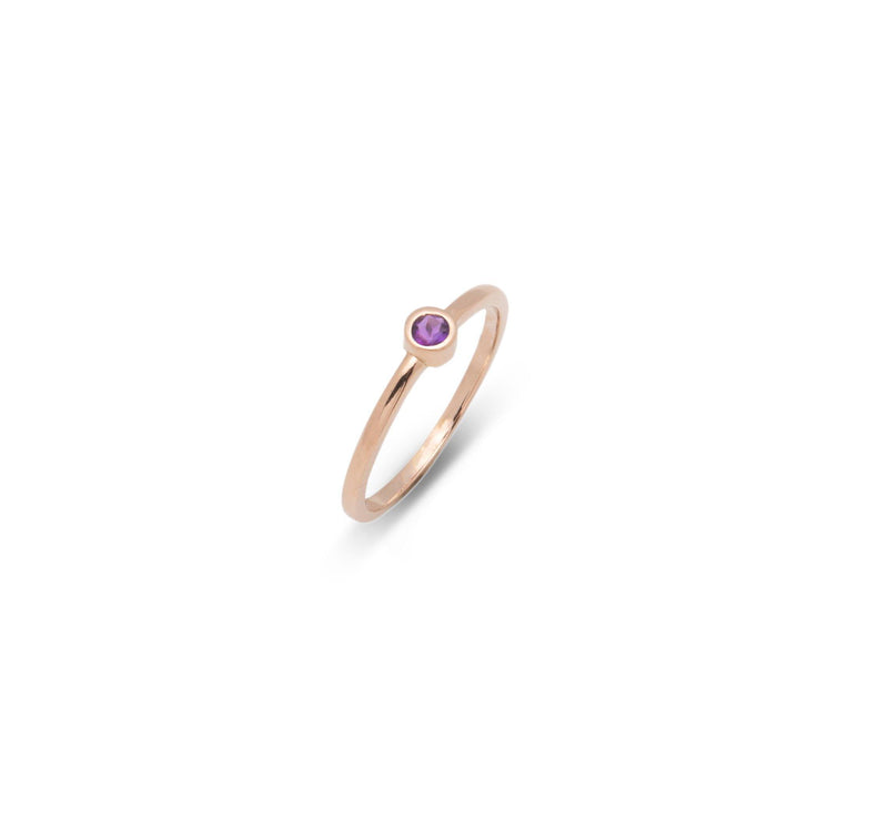 SATIN | Bague en or 14K et pierre ronde | Améthyste